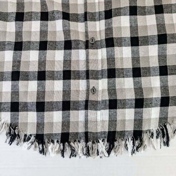 CURRENT/ELLIOTT  Long Sleeve Button Down Shirt Top  Size 2  Black Tan Plaid NWT - Picture 5 of 8